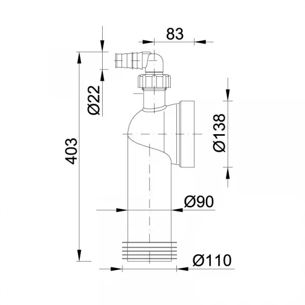 Колено для унитаза STY-530-90-M