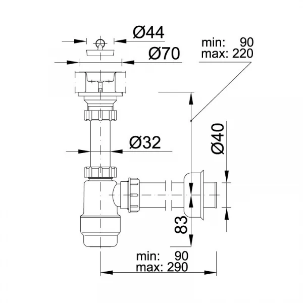 Сифон для умывальника STY-531