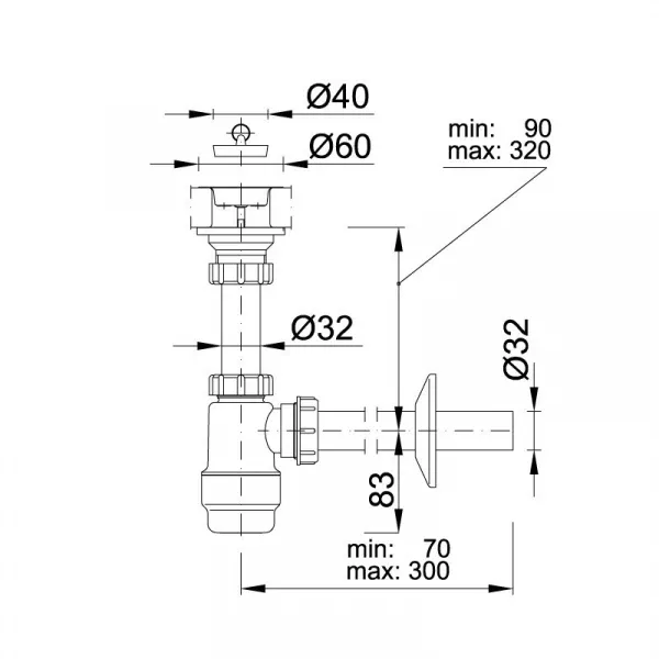 Сифон для умывальника STY-533-3