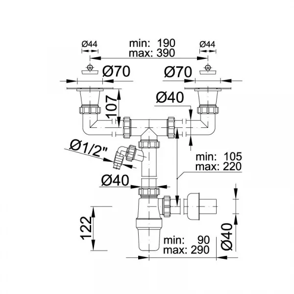Сифон для моек STY-539-6