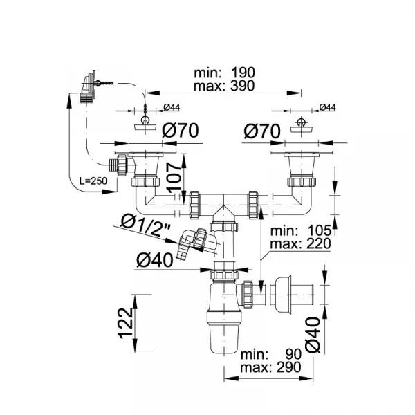 Сифон для моек STY-539-7