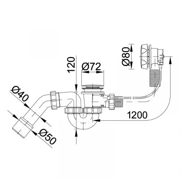 Сифон для ванны STY-536-A-K-120