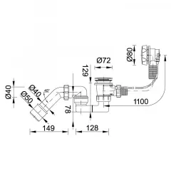 Сифон для ванни STY-536-A-K-L-110