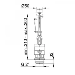 Сливной механизм для бачка унитаза STY-721