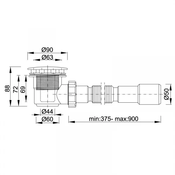 Сифон для душевого поддона STY-400-KJ