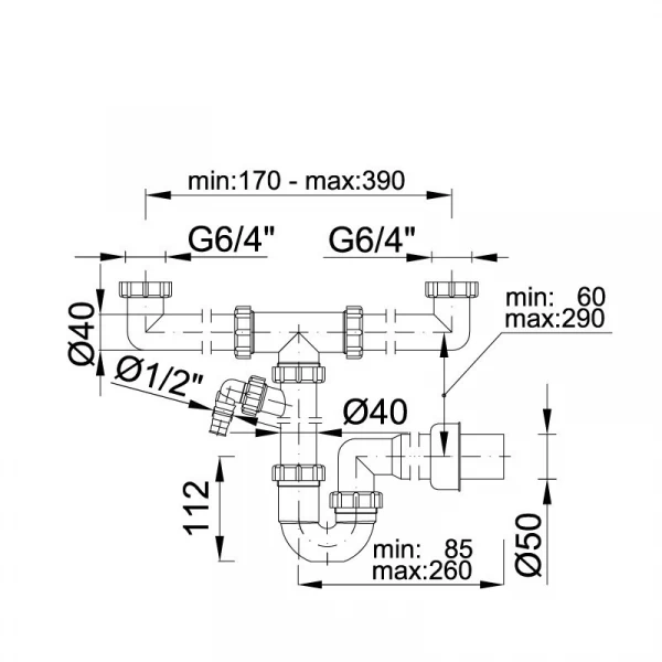 Сифон для моек STY-639-50-3