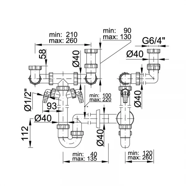 Сифон для моек STY-643-2-F