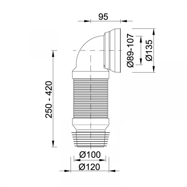 Колено для унитаза STY-530-90-F